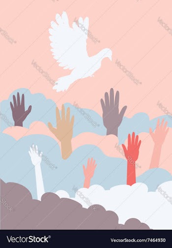 Dove and Hands4 vector image