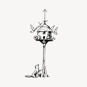 Dovecote drawing, birdhouse in garden | Free Vector Illustration - rawpixel
