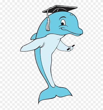 Downey Elementary School - Dolphin With Graduation Cap