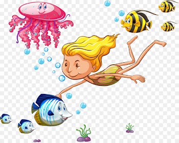 Download Clip art - And small fish swimming children 