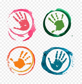 Download Drawing Icon - Colorful handprints 