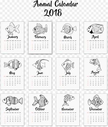 Download Euclidean vector Adobe Illustrator Computer file - Hand painted fish 2018 desk calendar templates 