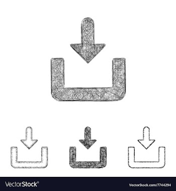 Download icon set - sketch line art vector image