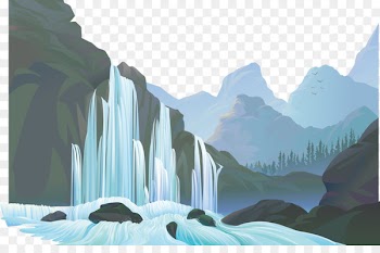 Download - Vector mountains and waterfalls. 