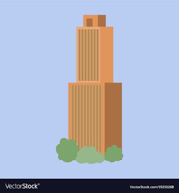 Downtown skyscraper with skyline reflections on vector image