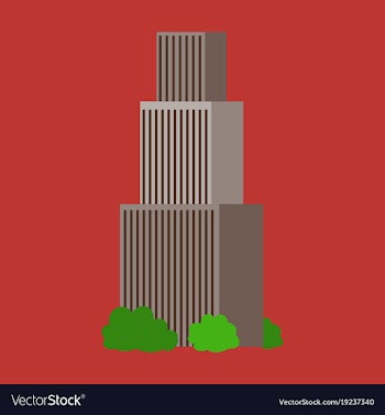Downtown skyscraper with skyline reflections on vector image
