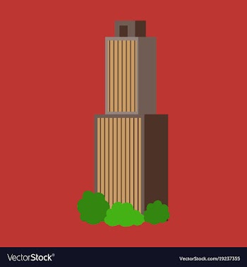 Downtown skyscraper with skyline reflections on vector image