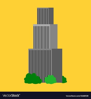 Downtown skyscraper with skyline reflections on vector image