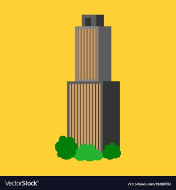Downtown skyscraper with skyline reflections on vector image