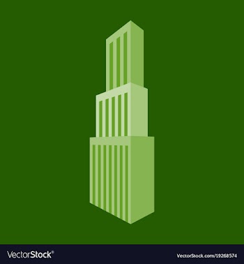 Downtown skyscraper with skyline reflections on vector image