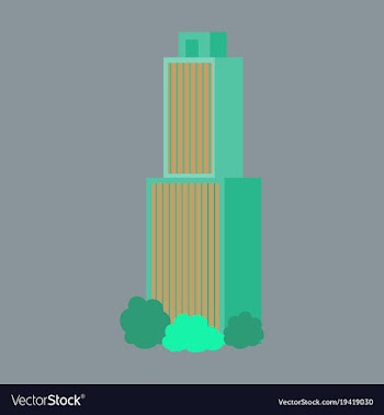 Downtown skyscraper with skyline reflections on vector image