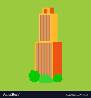 Downtown skyscraper with skyline reflections on vector image