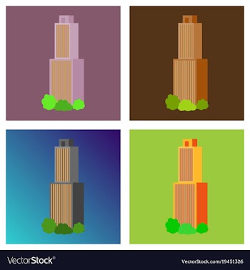 Downtown skyscraper with skyline reflections on vector image
