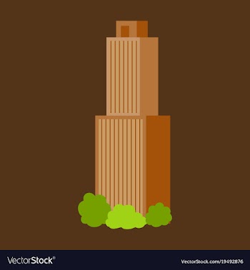 Downtown skyscraper with skyline reflections on vector image