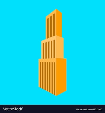 Downtown skyscraper with skyline reflections on vector image