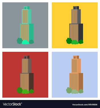 Downtown skyscraper with skyline reflections on vector image