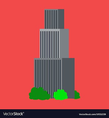 Downtown skyscraper with skyline reflections on vector image