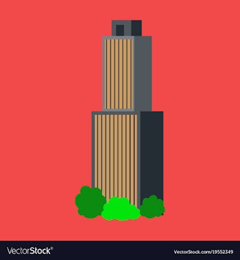 Downtown skyscraper with skyline reflections on vector image