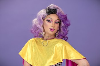 Drag Queen Purple Hair And Background
