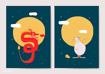Dragon and rat cards | Free stock vector - 591994
