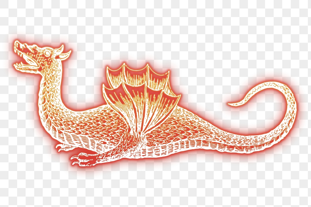 Dragon png sticker, red neon, | Free PNG - rawpixel