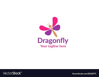 Dragonfly logo design with shape and color vector image