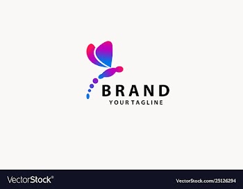 Dragonfly with colorful sky horizon logo symbol vector image