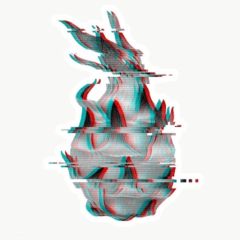 Dragonfruit glitch style sticker overlay with a white border | Free  transparent png - 2342652