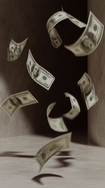Dramatic Money Rain in High Resolution
