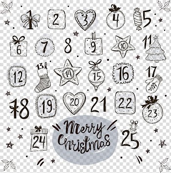 Drawing Advent calendar Christmas Countdown, Hand-drawn cartoon Christmas Countdown Calendar transparent background PNG clipart