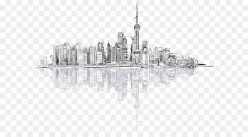 Drawing Architecture - Abstract lines Shanghai Bund 