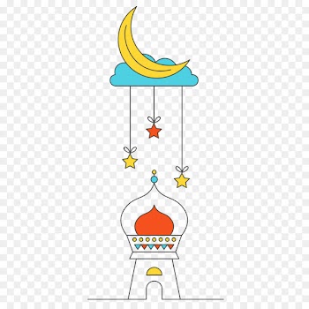 Drawing Architecture - Color line drawing vector diagram. Islamic New Year decoration 