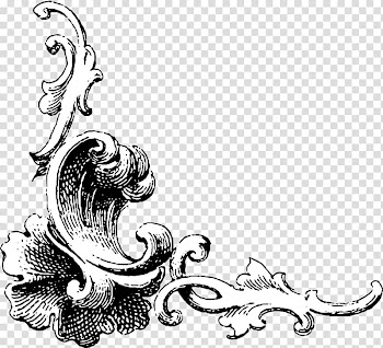 Drawing Black and white Visual arts, frame baroque transparent background PNG clipart