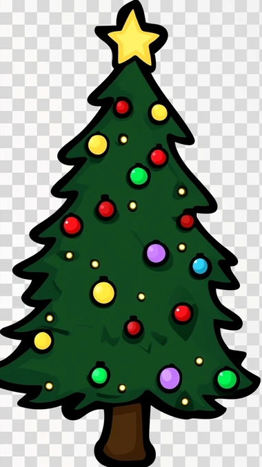 Drawing Christmas tree Sketch, png image, isolated