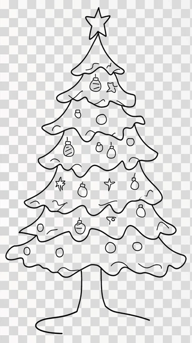 Drawing Christmas tree Sketch, png image, isolated