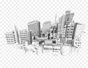 Drawing City Sketch - City portrait illustration picture 