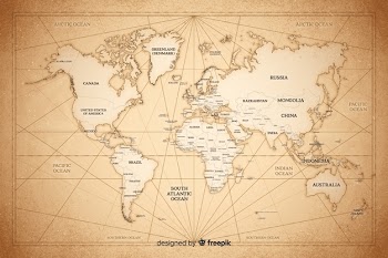 Drawing concept for vintage world map Free Vector