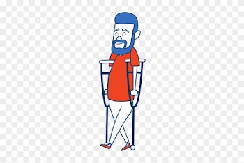 Drawing Disability Crutches - Cartoon Medical Man