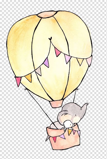 Drawing Elephant Rabbit Art Illustration, hot air balloon, elephant and riding on hot airballoon illustration transparent background PNG clipart