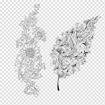 Drawing Flower, Line drawing transparent background PNG clipart