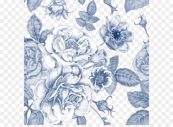 Drawing Flower Sketch - Hand painted blue flowers 