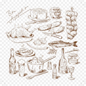 Drawing Food Royalty-free Illustration - Fine dining food artwork 