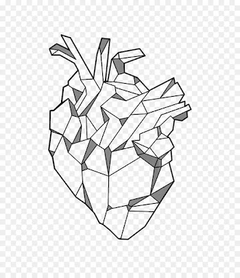 Drawing Geometry Paper Heart Shape - geomtric outline 