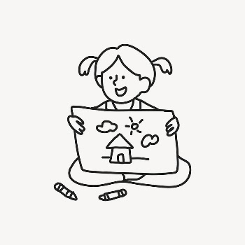 Drawing girl doodle clipart, kid | Free Vector Illustration - rawpixel