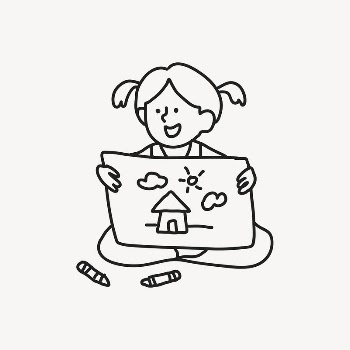 Drawing girl hand drawn collage | Free PSD Illustration - rawpixel