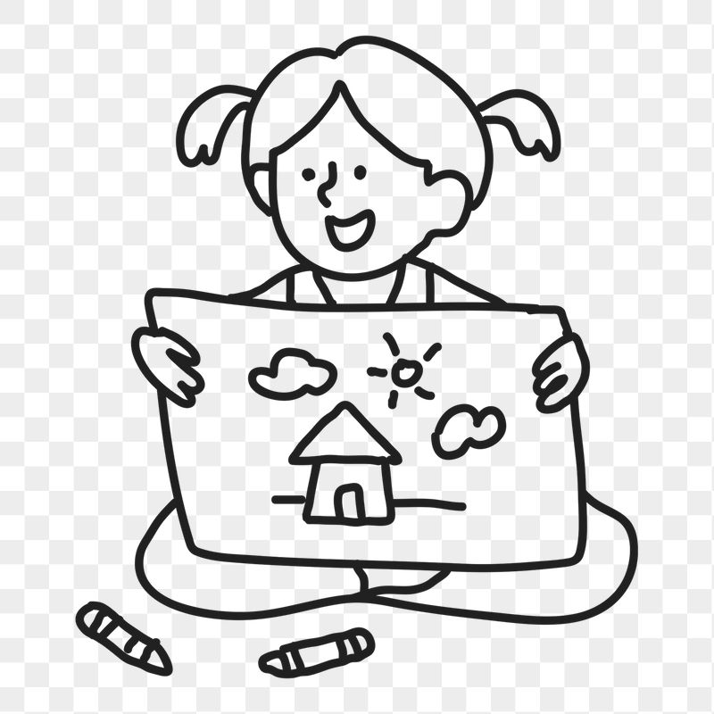 Drawing girl png sticker, kid, | Free PNG Illustration - rawpixel