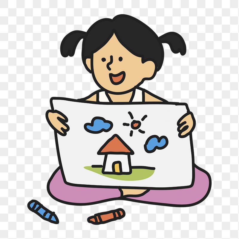 Drawing girl png sticker, kid | Free PNG Illustration - rawpixel