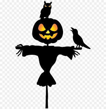 Drawing Halloween Clip art - Scarecrow with Owl and Raven PNG Clip Art Image 