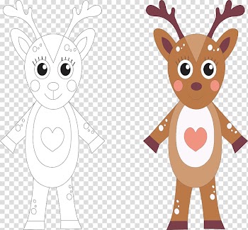Drawing illustration Cartoon Illustration, Cartoon deer coloring transparent background PNG clipart