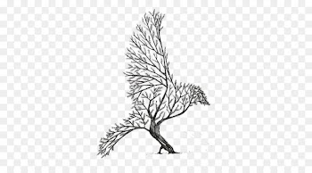 Drawing Ink Art Sketch - Bird Tree,Hand Painted 